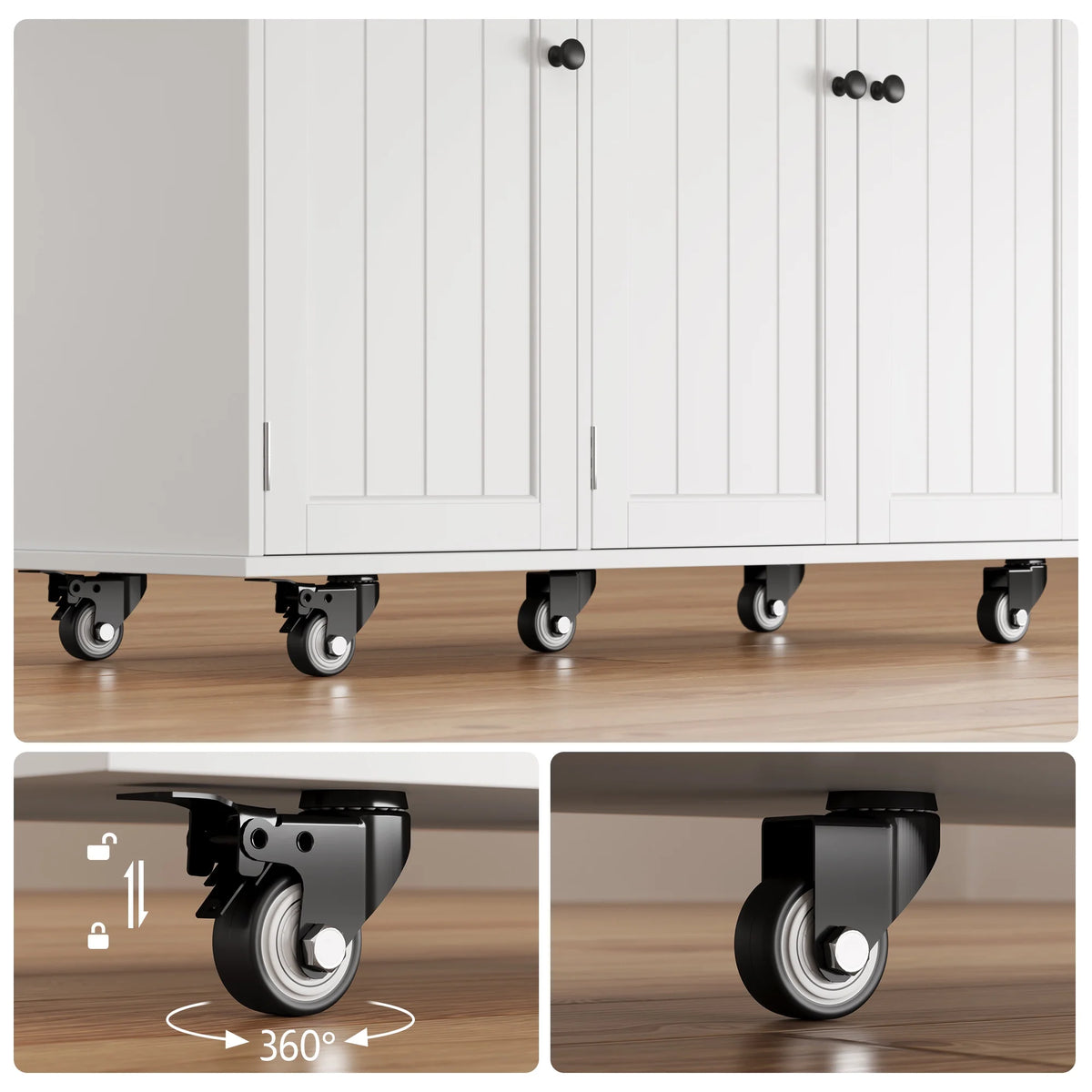 Noelse Kitchen Island with Storage, Island Table for Kitchen with Drop Leaf, Spice Rack, Towel Bar for Small Kitchens, White