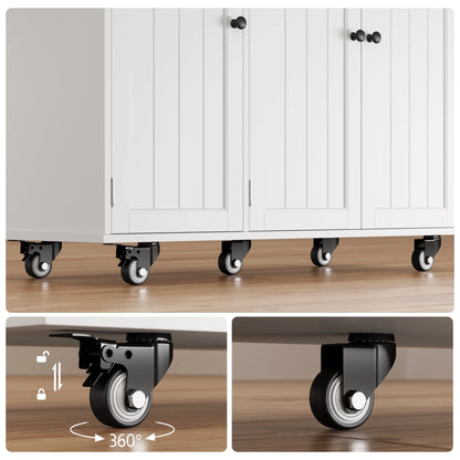 Noelse Kitchen Island with Storage, Island Table for Kitchen with Drop Leaf, Spice Rack, Towel Bar for Small Kitchens, White