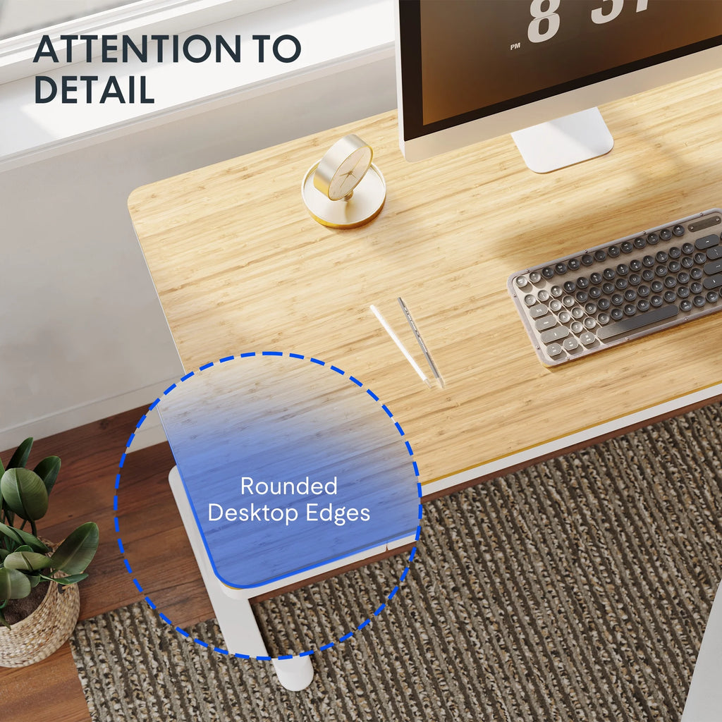 FLEXISPOT 48" W Home Office Height Adjustable Standing Desk White and Maple with USB Charge Ports and Embedded Drawer