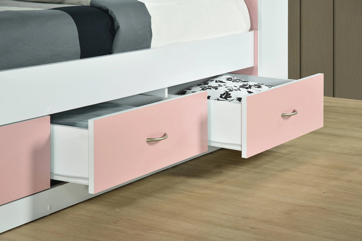 Hodedah Twin-Size Captain Bed with 3-Drawers and Headboard in White