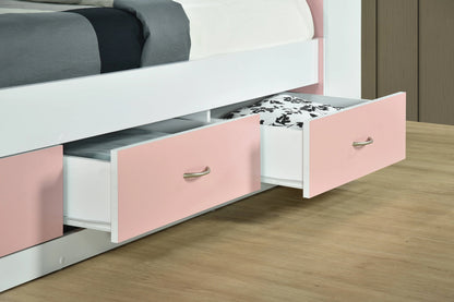 Hodedah Twin-Size Captain Bed with 3-Drawers and Headboard in White