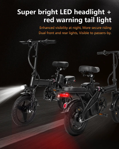 14" A1 Electric Bike Easy Folding, Commuter Electric Bicycle for Adult, City E-Bike Peak 500W Motor, 576 Wh Removeable Battery,Max Range 20 Miles & Max Speed 20 Mph,Mini Ebikes