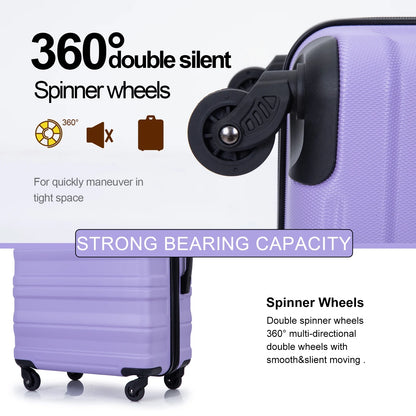 Tripcomp Hardside Luggage Set 3-Piece Set (21/25/29) Lightweight Suitcase 4-Wheeled Suitcase Set(Purple)