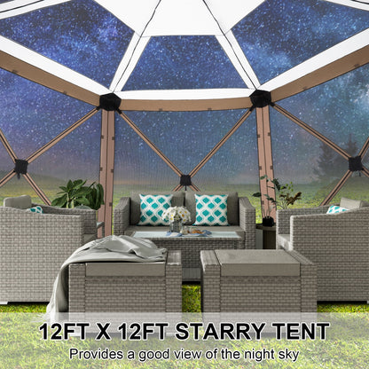 HOTEEL 12x12 Portable Pop-Up Outdoor Camping Gazebo, Screen Tent with Mosquito Nettings, Waterproof, UV, Bite Proof, Removable top Glamping Canopy with Carry Bag, Gray