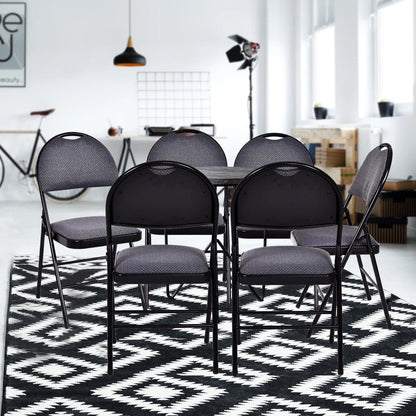 Costway Set of 6 Folding Chairs Fabric Upholstered Padded Seat Metal Frame Home Office Beige
