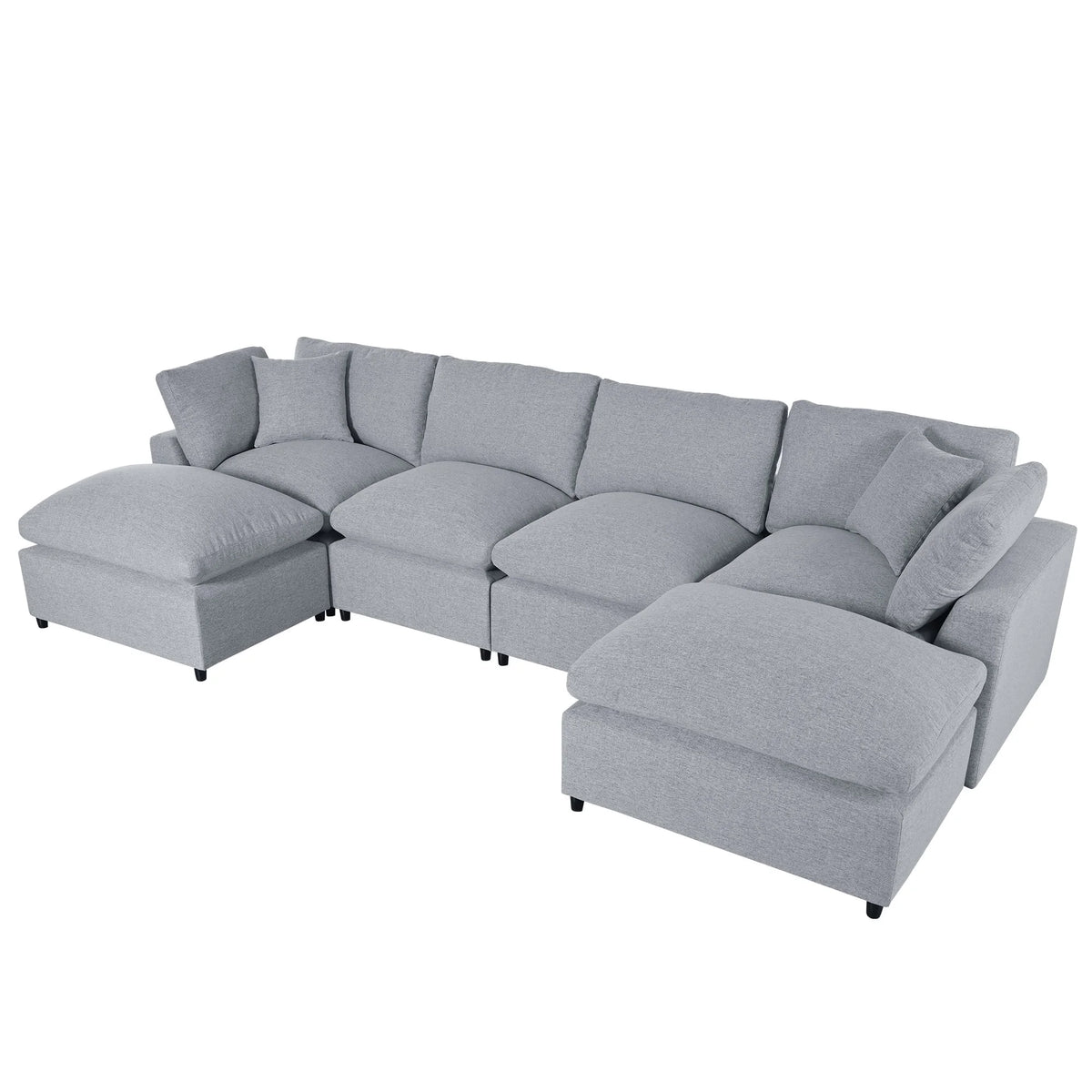 Harper & Bright Designs Convertible Modular Sectional Sofa with 2 Removable Ottomans & Pillows, Large U Shape Cloud Couch with Reversible Chaise for Living Room, Grey