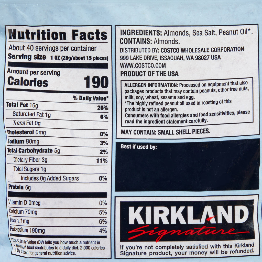 Kirkland Signature Roasted Almonds, Sea Salt, 2.5 lbs