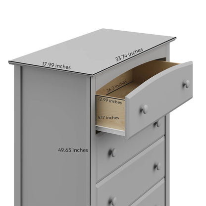 Storkcraft Kenton 5 Drawer Nursery Dresser, Pebble Gray