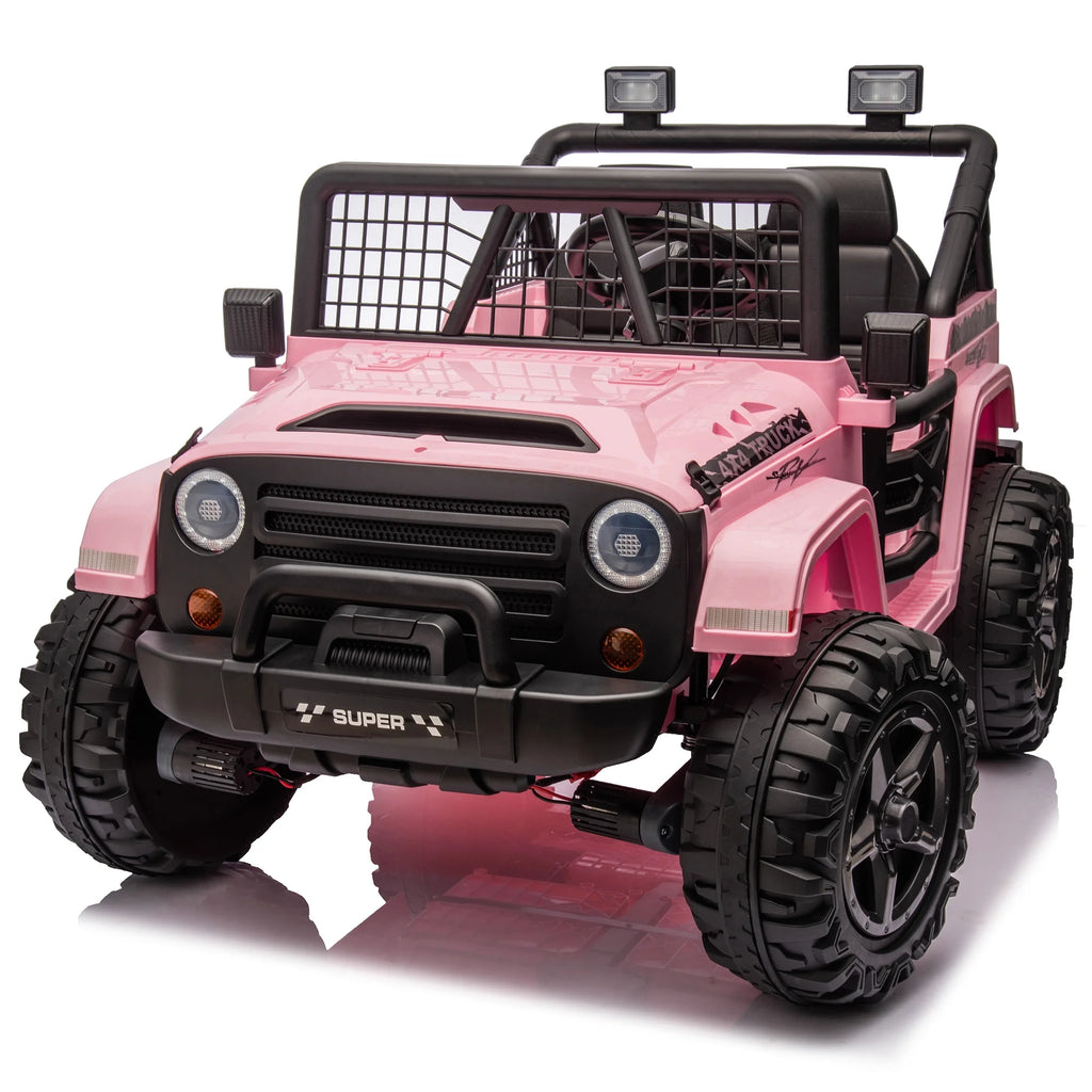 Joyracer 4WD 24 Volt Ride on Toys, 2 Seater Power Car wheels UTV with 800W Motors, Remote Control, Bluetooth Music, Spring Suspension, LED Light, Pink