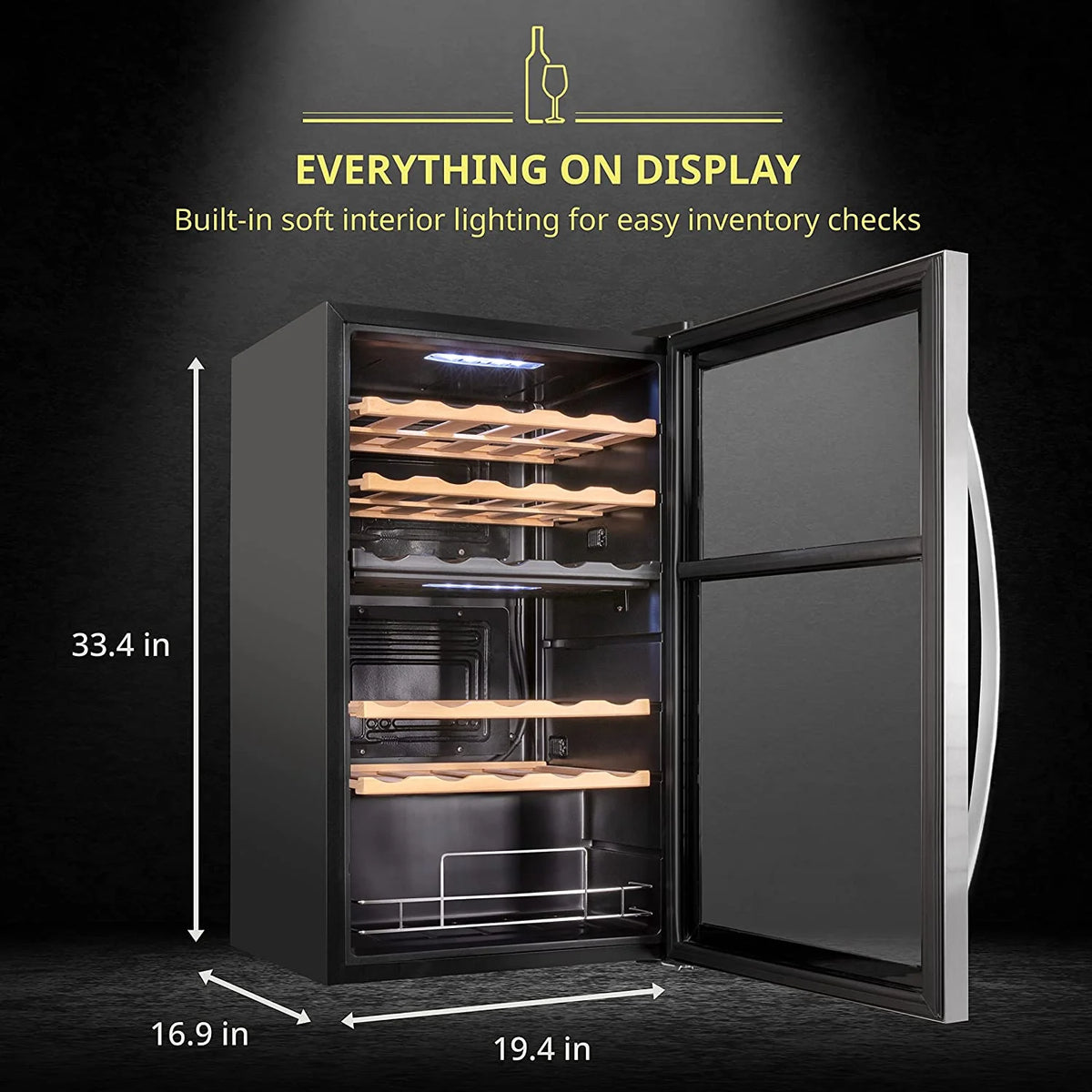 Schmecke Wine Fridge, Dual Freestanding Wine Refrigerator, 33 Bottle Wine Cooler