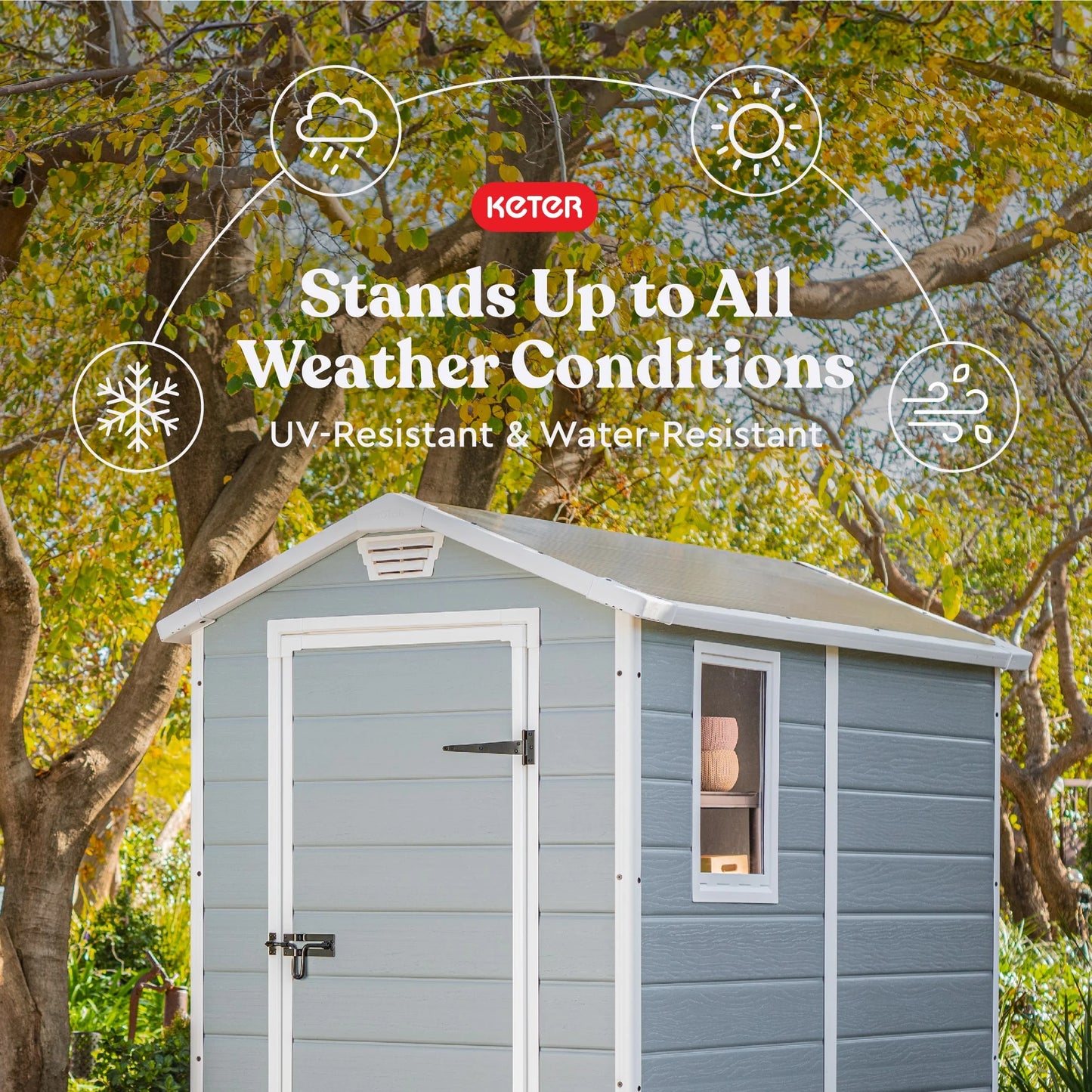 Keter 213413 Manor DD 6 X 8 Foot All Weather Outdoor Storage Shed, Grey