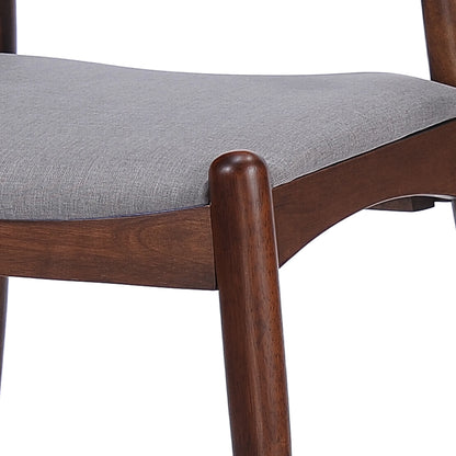 GDF Studio Virgil Mid Century Modern Fabric Upholstered Dining Chairs, Set of 2, Charcoal and Walnut