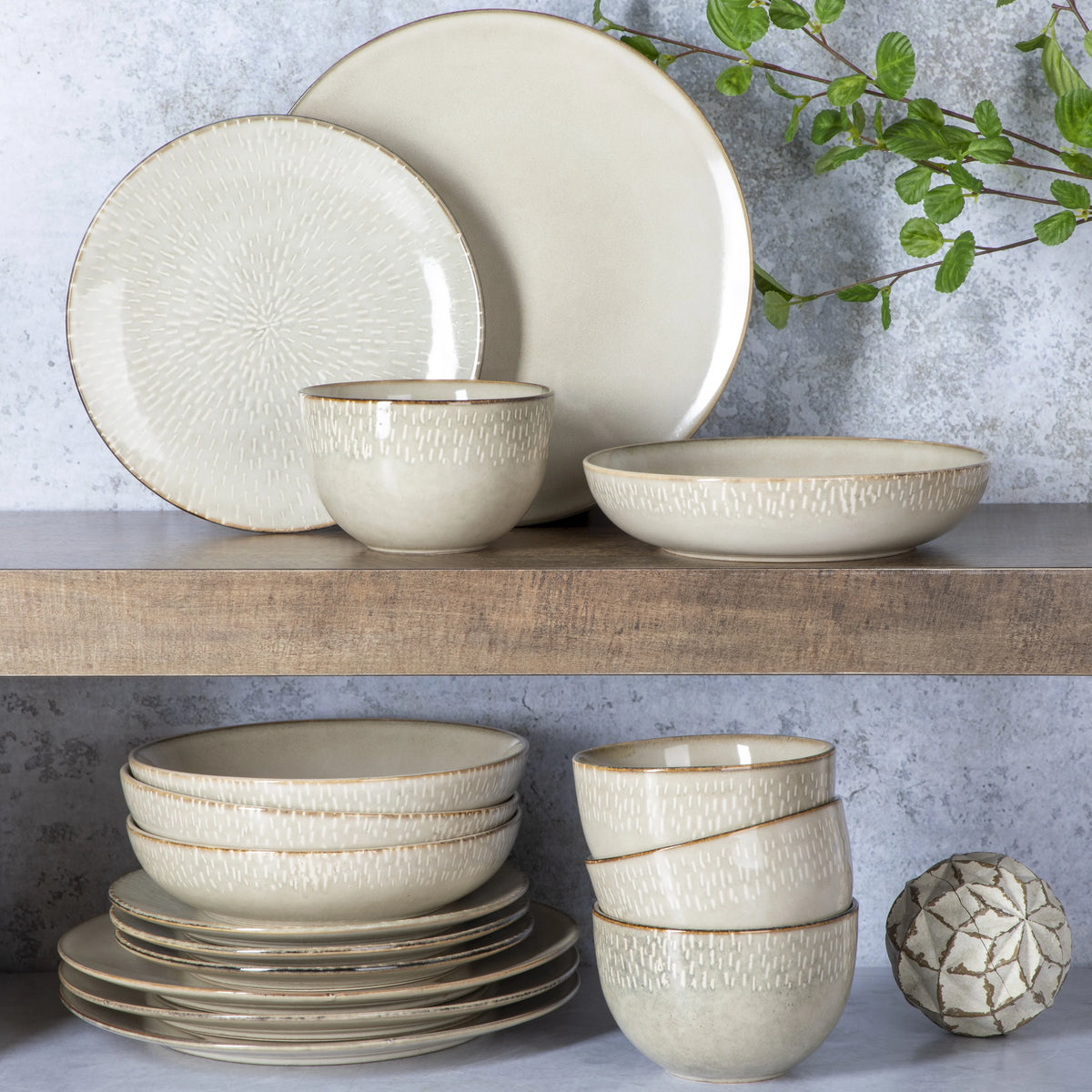 Gibson Elite Matisse 16-Piece Dinnerware Set - Taupe