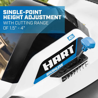 HART 40-Volt 20-inch Self-Propelled Battery-Powered Brushless Mower Kit, (1) 6.0Ah Lithium-Ion Battery