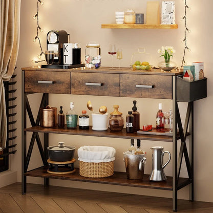 Aiho 47" Console Table for Entryway, Hallway, Living Room - Rustic Brown