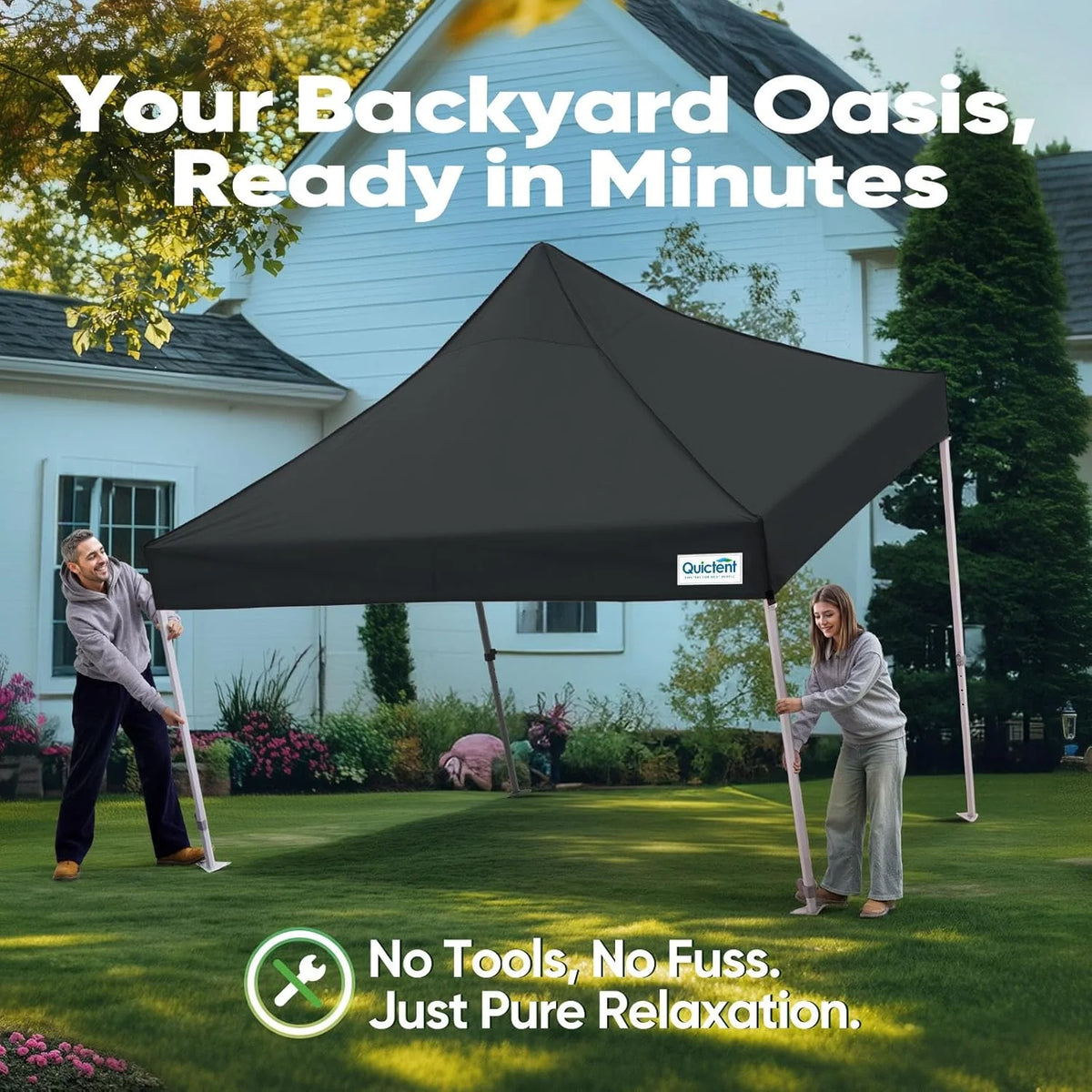 Quictent 10x10 Pop up Canopy TentPortable Instant Shelter with Vent, Ez up Canopy with Reflective Top and Fluorescent Rope