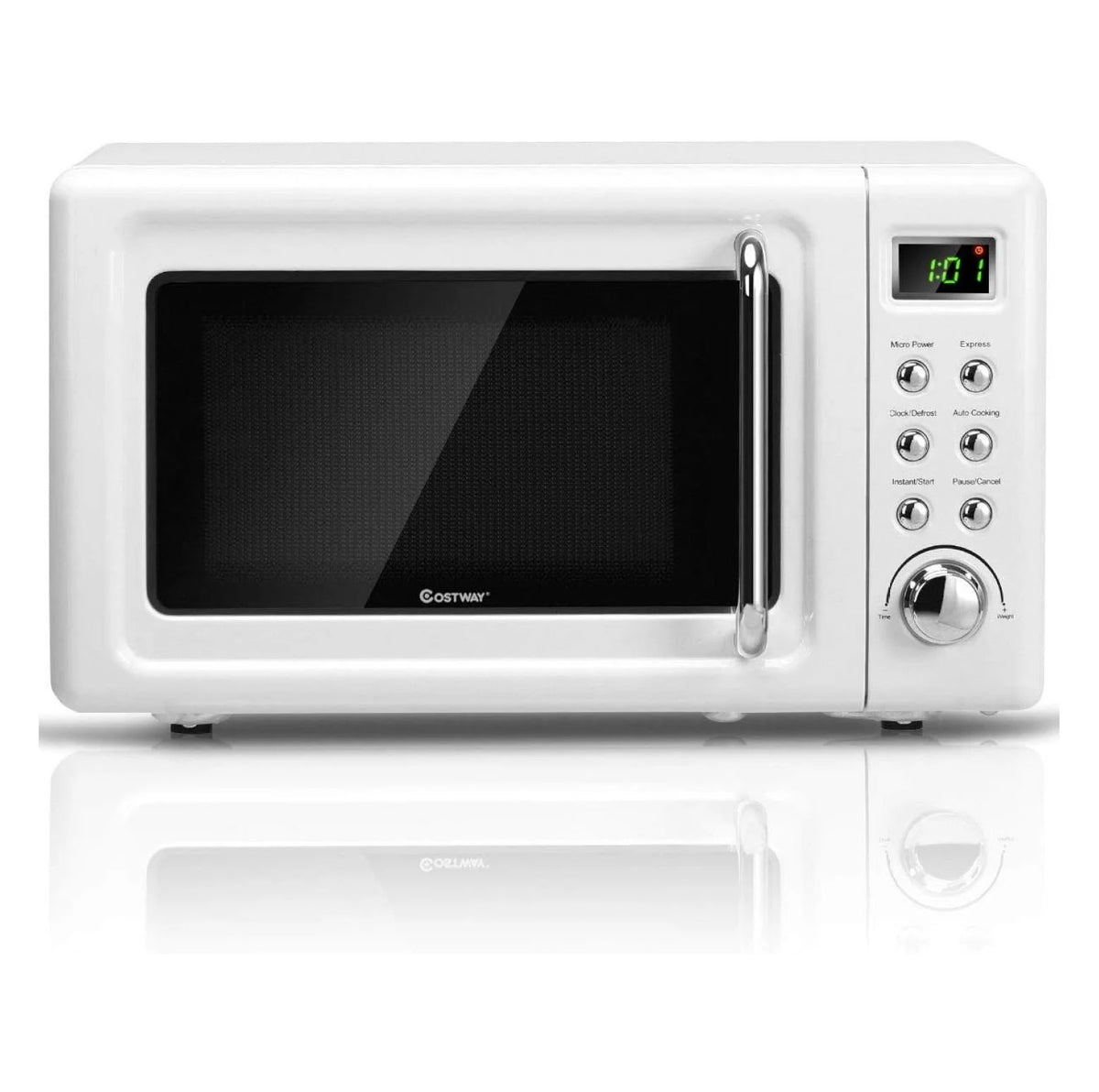 Small Microwave, 0.7Cu.ft 700 Watt Countertop Microwave with 5 Micro Power Defrost & Auto Cooking Function, Stainless Steel Interior, LED Display, Microwave for Kitchen, RV, Dorm ?(White)