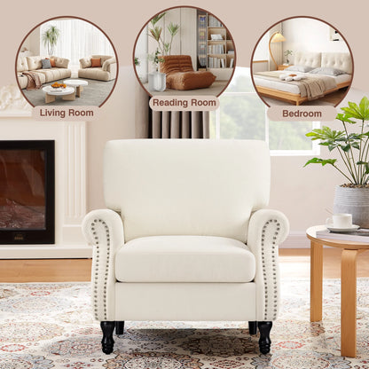COOLHUT Modern Accent Chair Armchair, Linen Fabric Upholstered Comfy Single Sofa with Solid Wood Frame for Living Room, Gray