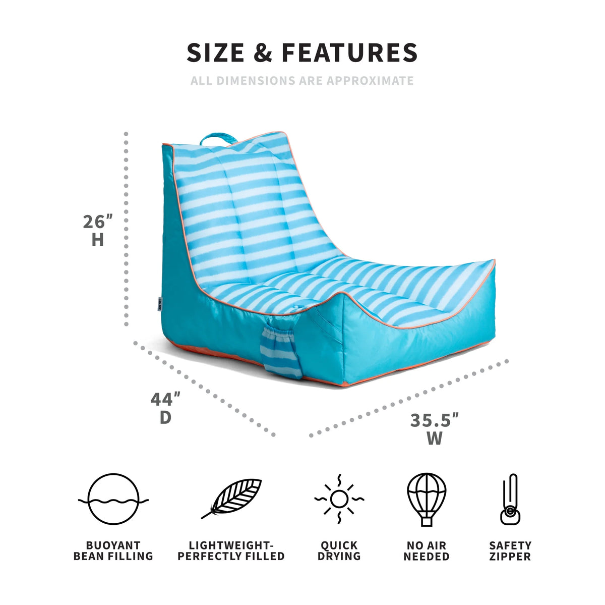 Big Joe Captain's Float No Inflation Needed Pool Lounger with Drink Holder, Tropical Hibiscus Aqua Double Sided Mesh, Quick Draining Fabric, 3 feet