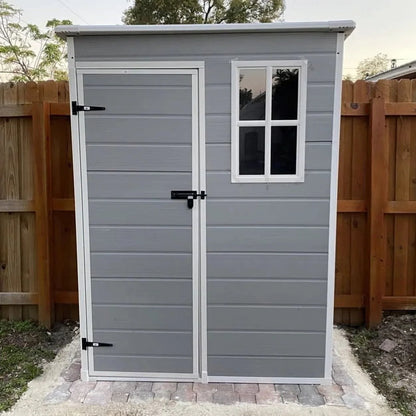 Lofka Resin Outdoor Storage Shed,5'x3' Storage Shed, Plastic Shed with Thick Resin Floor, Gray and White