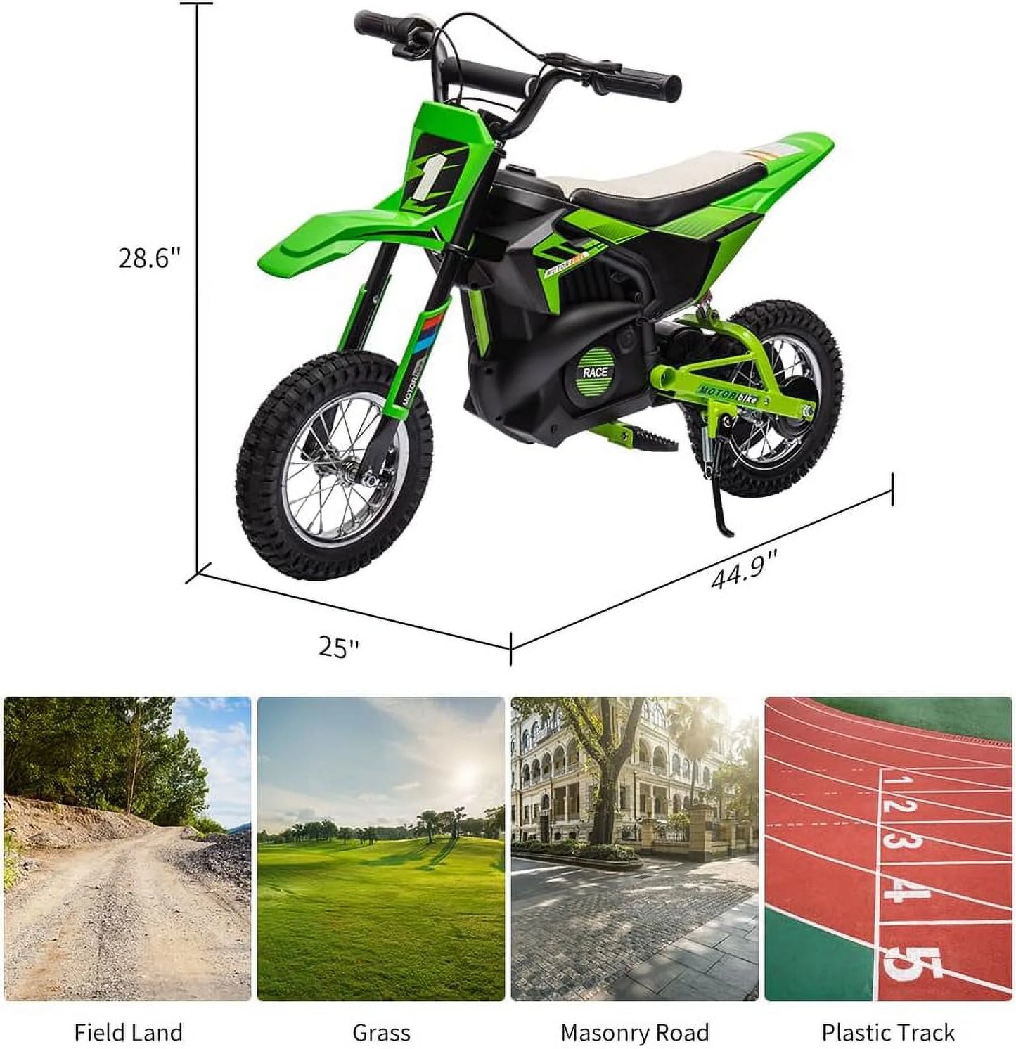 Nasitip Electric 350W Dirt Bike for Kids 8-16 year - Black