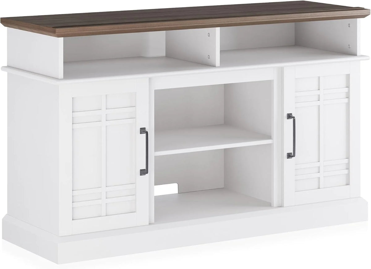 Modern 48" Farmhouse Wood TV Stand & Media Entertainment Center Console Table for TVs up to 50 Inch with Open Storage Shelves & Cabinets - Norrell (Espresso)