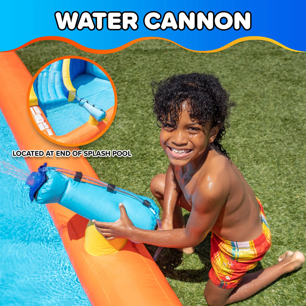 Sportspower�?Big Wave II Inflatable Water Slide with Climbing Wall & Splash Pool, Ages 3-8, Heavy Duty, ASTM Certified, Lifetime Warranty on Included Blower