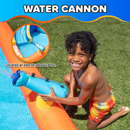 Sportspower�?Big Wave II Inflatable Water Slide with Climbing Wall & Splash Pool, Ages 3-8, Heavy Duty, ASTM Certified, Lifetime Warranty on Included Blower