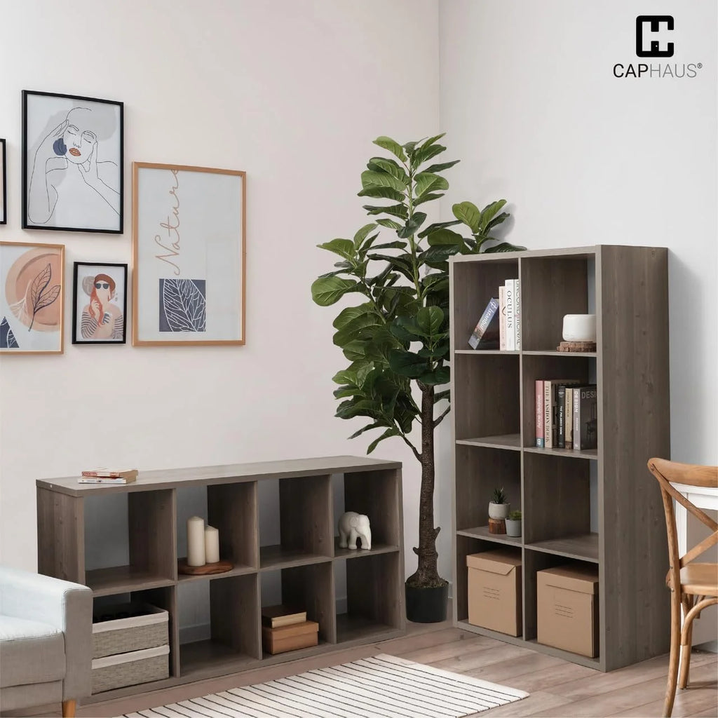 Sturdy Room 13-Inch Cube Storage Organizer Shelf, with Extra Thick Exterior Edge, Open Storage Shelf Divider, Bookcase, 6-Cube / 8-Cube / 9-Cube, Colors Available in Grey Oak and White