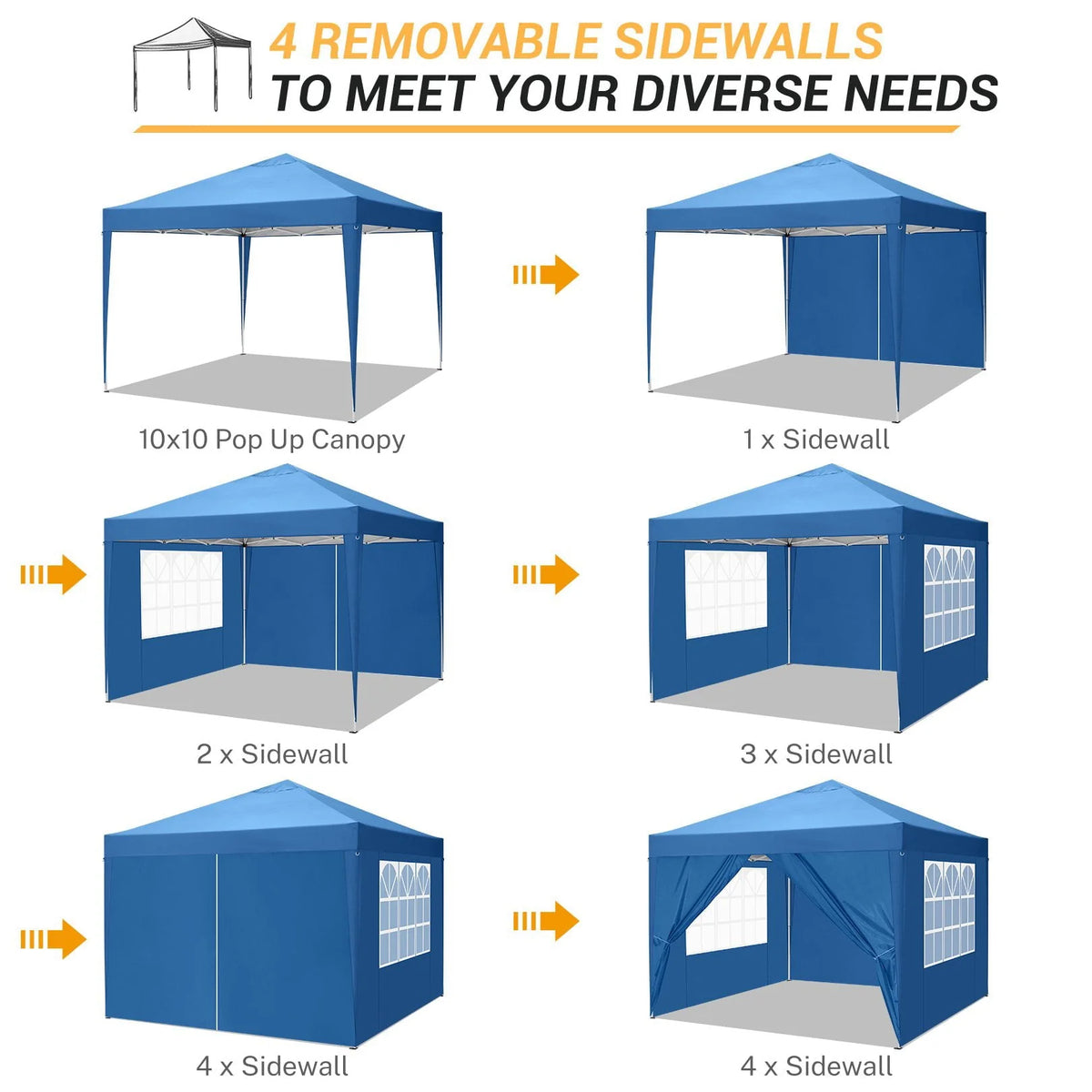 SANOPY 10x10 FT Pop Up Canopy Tent Anti-UV Waterproof Outdoor Instant Party Wedding Backyard Canopy Tent Shade Shelter for Beach Party Commercial Booth Gazebo, Blue