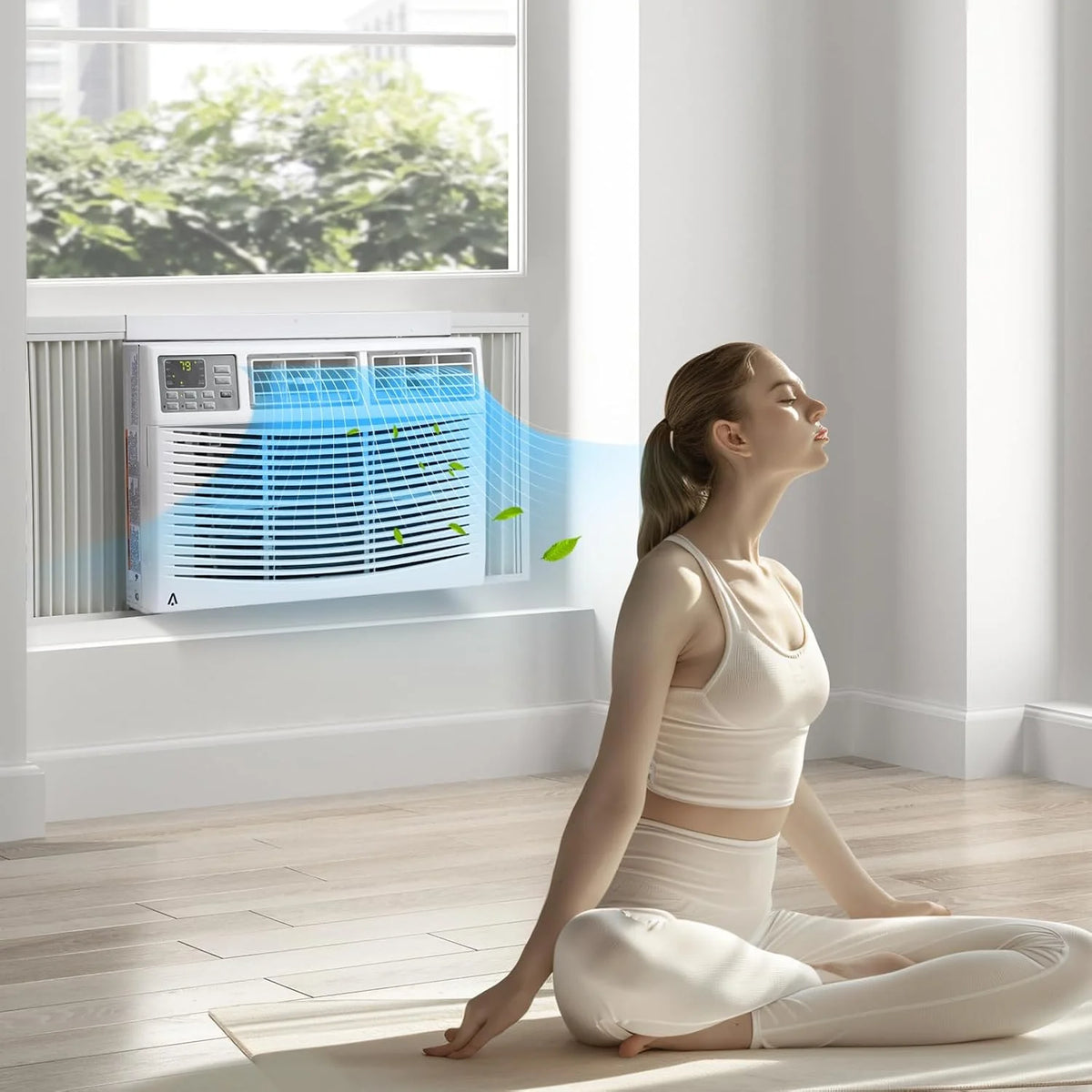 Air Conditioner, 8000 BTU Turbo Fast Cooling AC Unit Remote/App Control, Flexible Window Opening(T Design Install Kit), 24H Timer, Washable Filter,White