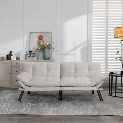 PAPROOS Convertible Sofa Bed, Folding Futon Sofa Bed, Upholstered Sofa Bed Couch, Loveseat Sleeper Sofa for Small Space, Apartment, Living Room, Cream