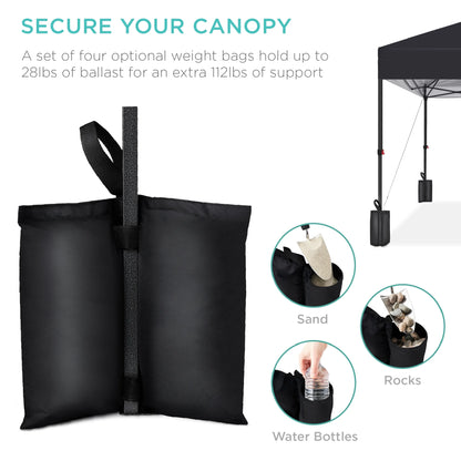 Best Choice Products 12x12ft Easy Setup Pop Up Canopy w/ 1-Button Setup, Wheeled Case, 4 Weight Bags - Navy Blue
