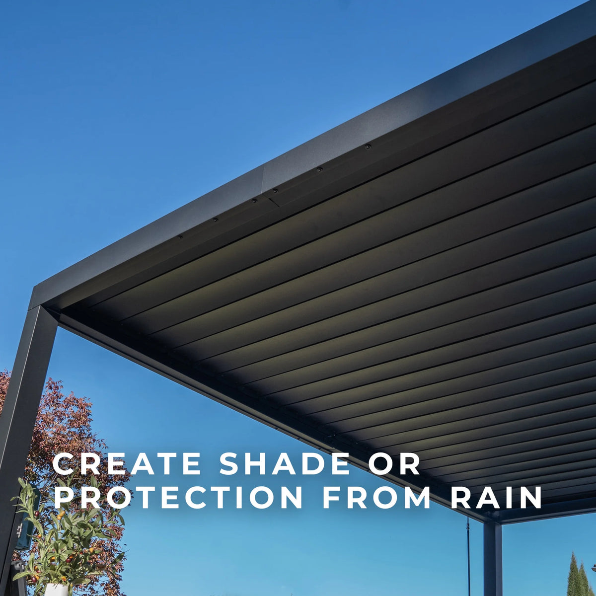 Backyard Discovery Sarasota 14'x10' Galvanized Steel Louvered Pergola Kit, Adjustable Roof