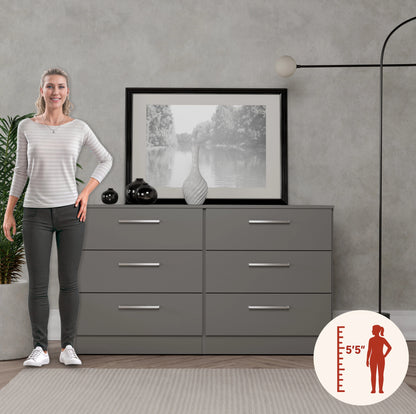 Kappesberg Foster Gray 3-Piece Bedroom Set �C 6-Drawer Dresser and 2 Nightstands, 50.2"W