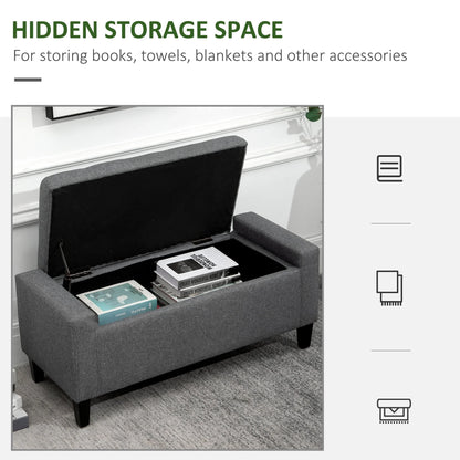 HOMCOM Linen Storage Ottoman Bench Storage Chest Tufted Ottoman Cube with Flipping Top