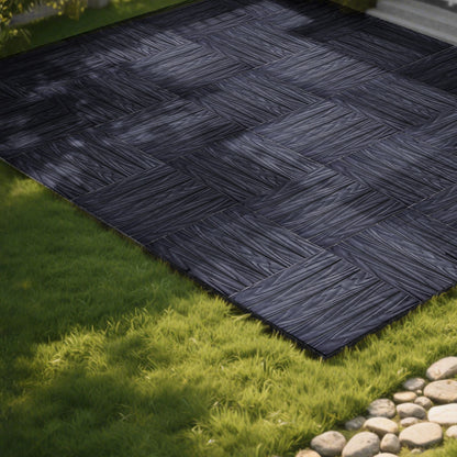 76 Pack Interlocking Deck Tiles, 11.42"x11.42", Polypropylene, Waterproof Outdoor Flooring, 3D Wood Grain Plastic, for Patio, Balcony, Backyard
