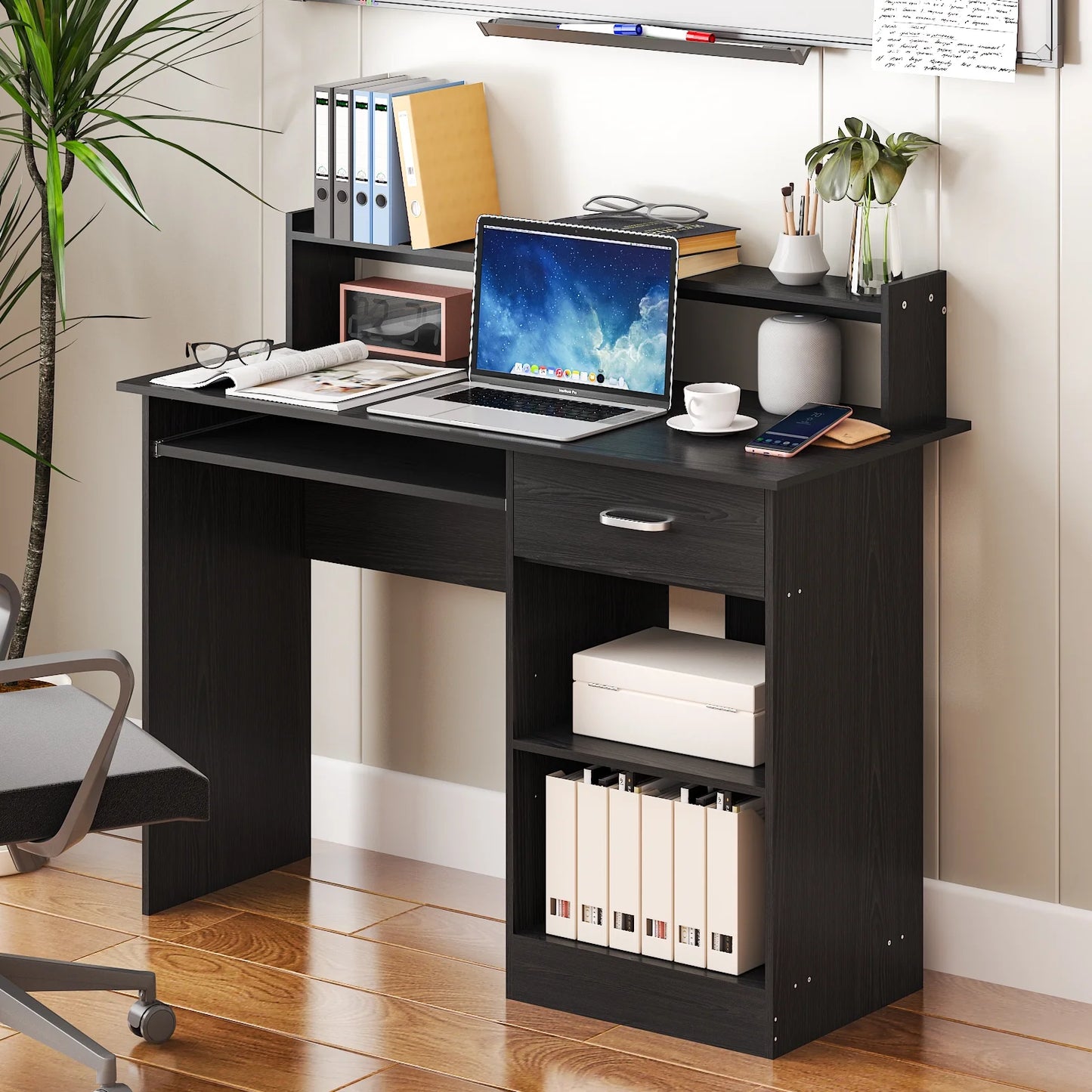 Ktaxon Computer Desk Home Office Workstation Laptop Table Drawer Shelf Furniture White