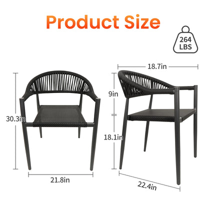 Vmopu New Set of 4 Gray Outdoor  Stackable Dining Chair, PE Rattan for Bistro Restaurant Garden