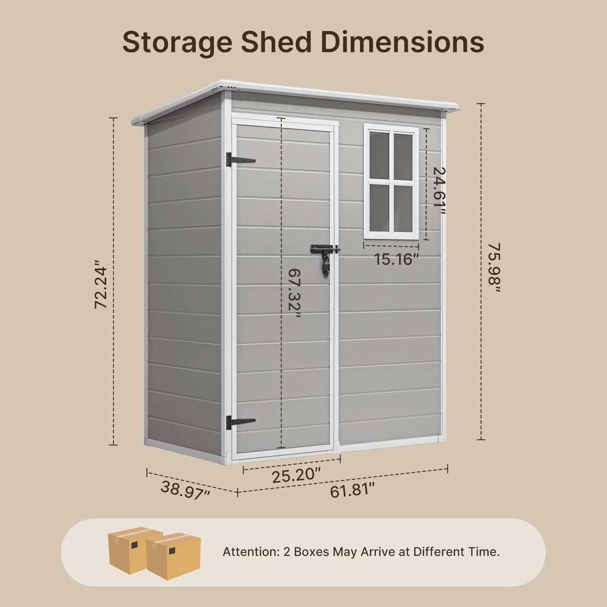 Lofka Resin Outdoor Storage Shed,5'x3' Storage Shed, Plastic Shed with Thick Resin Floor, Gray and White