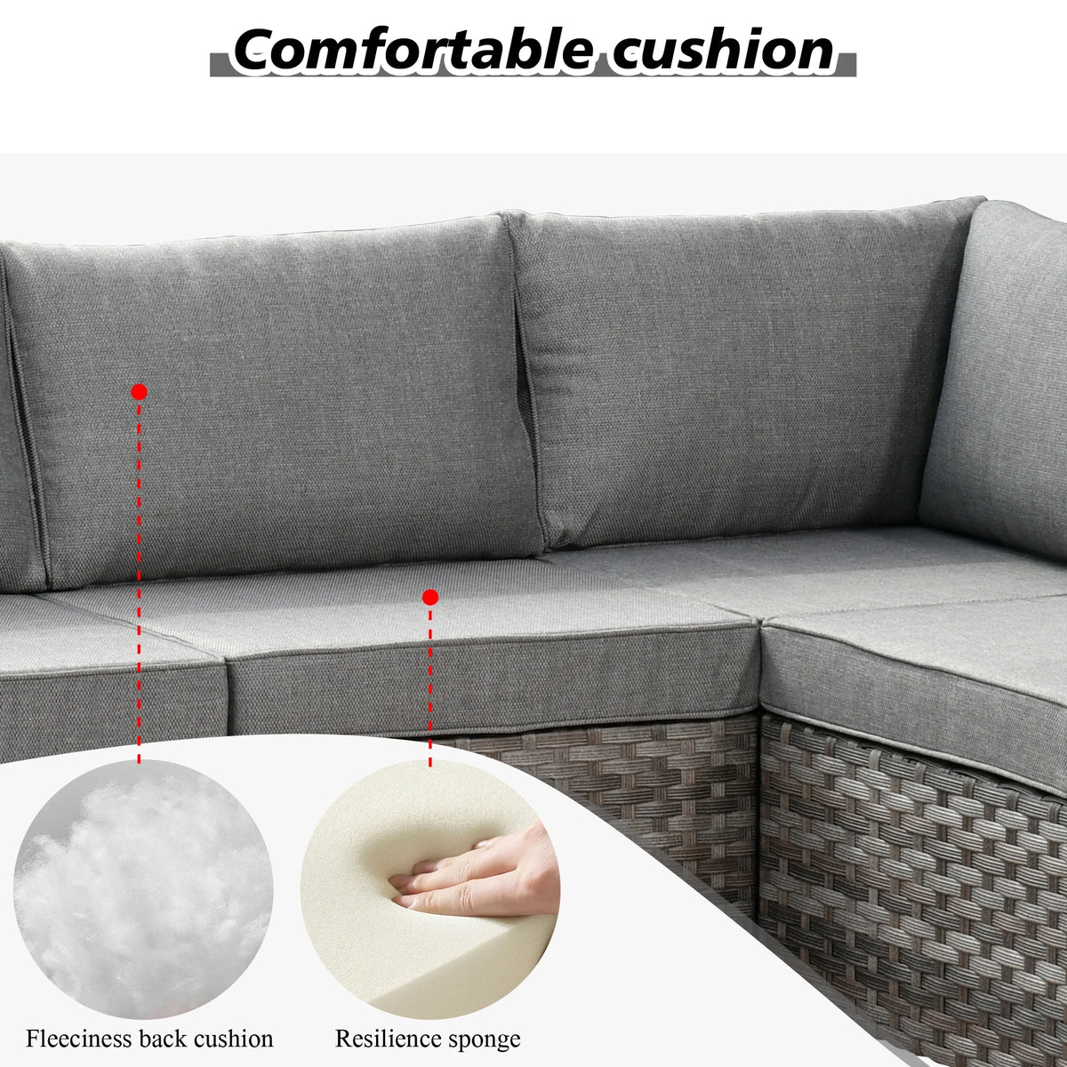 Ovios 12 Pieces Outdoor Furniture All Weather Wicker Patio Conversation Sectional Sofa Set with Side Table for Garden Backyard
