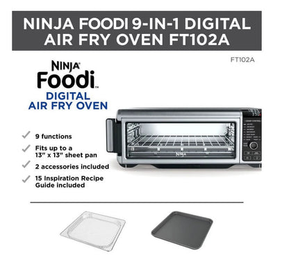 Ninja Foodi 9-in-1 Digital Air Fry Oven Air Fry, Air Roast, Air Broil, Bake, Bagel, Toast, Dehydrate, Keep Warm, and Reheat - Stainless Steel