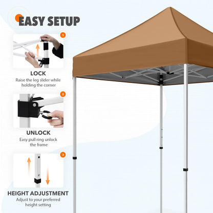 EAGLE PEAK 5x5 Pop Up Canopy Tent Instant Outdoor Canopy Easy Set-up Straight Leg Folding Shelter（Blue）