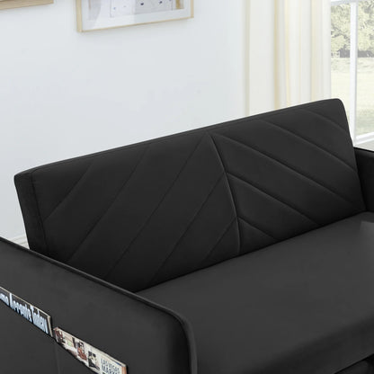 55" Convertible Sleeper Sofa Bed,3 in 1 Convertible Sleeper Loveseat with USB Ports,Modern Velvet Pull Out Sofa Bed with 2 Pillows and Rivet Design for Living Room Furniture,Gray