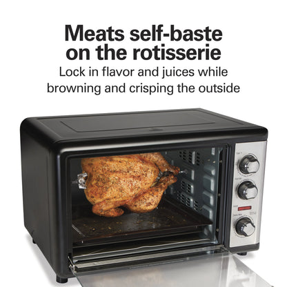 Hamilton Beach Countertop Oven with Convection and Rotisserie, Baking, Broil, Extra Large Capacity, Stainless Steel, 31108