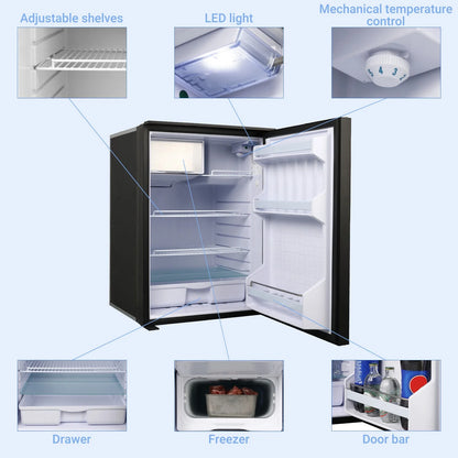Smad 4.5 Cu ft/130L DC 12/24V RV Refrigerator with Freezer Compact Portable Fridge