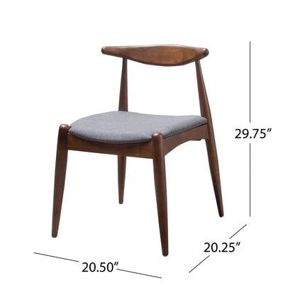 GDF Studio Virgil Mid Century Modern Fabric Upholstered Dining Chairs, Set of 2, Charcoal and Walnut