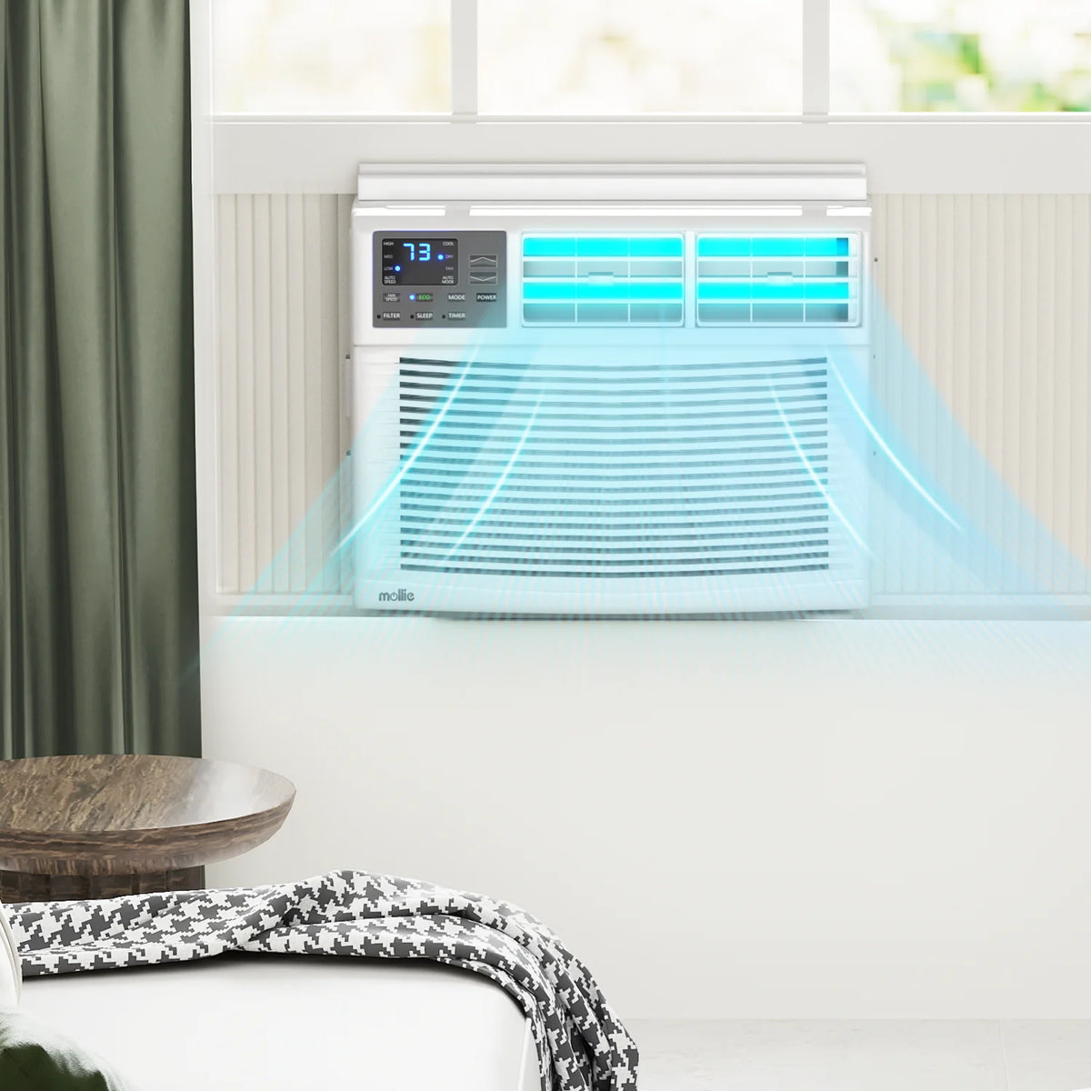mollie 12,000 BTU 115V Window Air Conditioner, Cools Rooms up to 450 Sq.Ft., Window AC Unit with Remote Control, 24H-Timer and 3 Fan Speeds, White