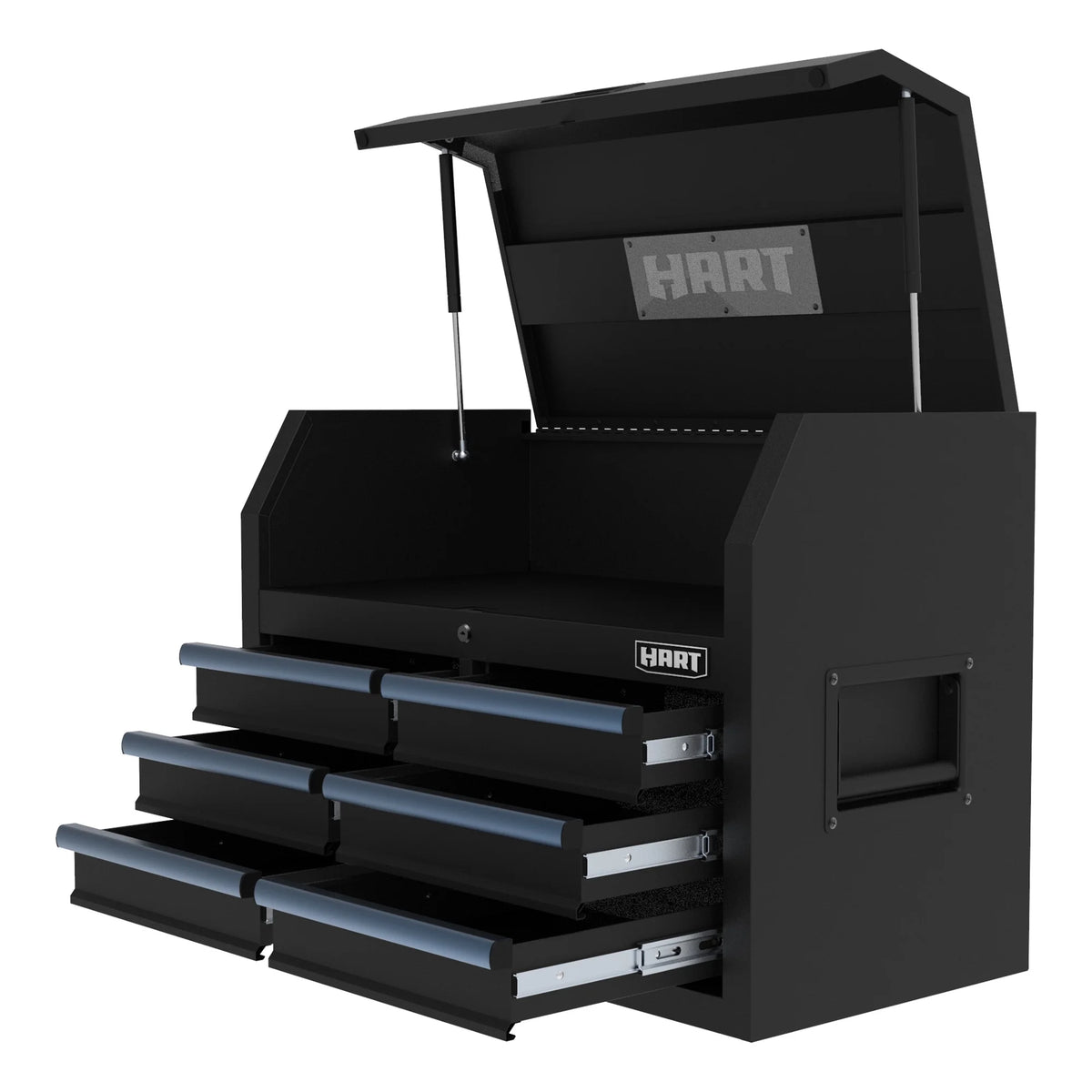 HART 36-Inch 5-Drawer Rolling Tool Cabinet with Wood Top, Locking Steel Garage Storage, Black
