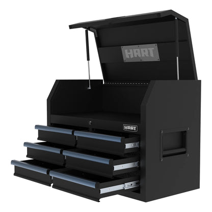 HART 36-Inch 5-Drawer Rolling Tool Cabinet with Wood Top, Locking Steel Garage Storage, Black